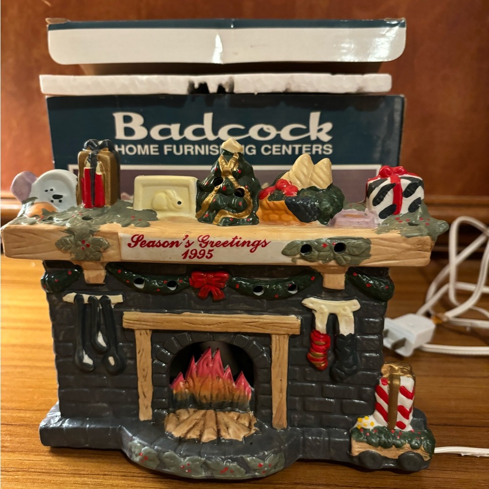 Badcock Vintage 1995 Home Gurnishing Center With Lighted Fireplace With Box